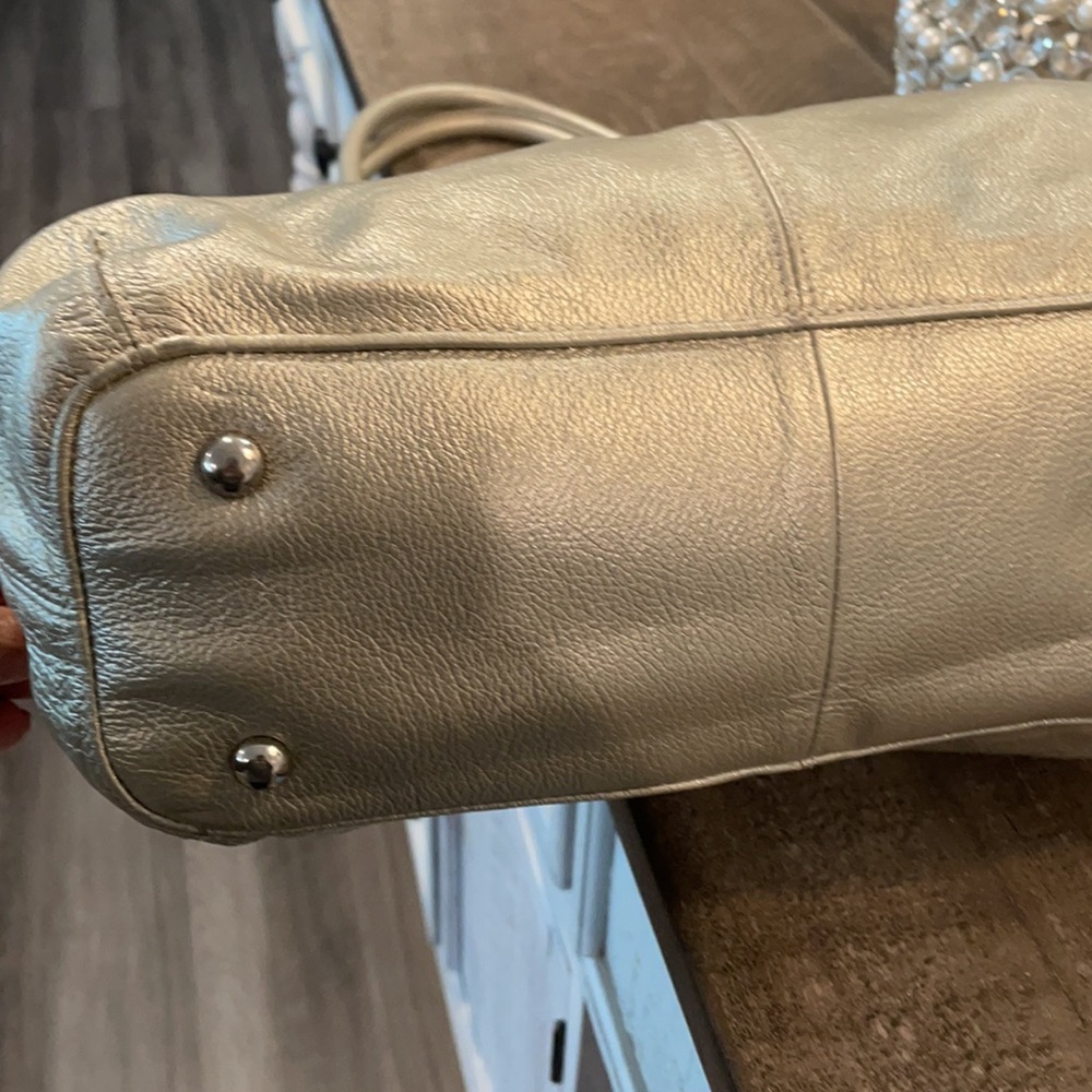 Tignanello Silver Pebble Leather Satchel - Picture 5 of 14